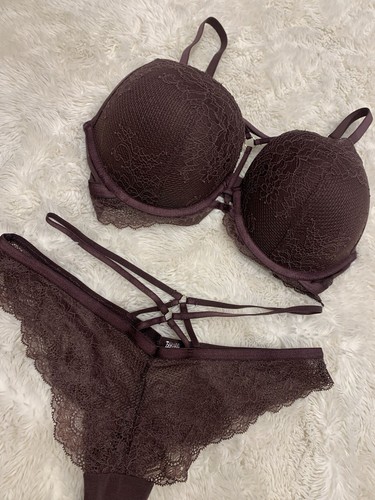Ladies brown lace underwear - brown,