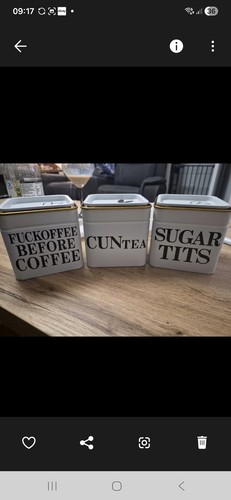 Funny storage tins cream and - tins,