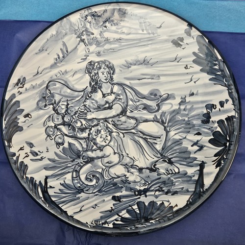 Vtg italian majolica blue and - ,