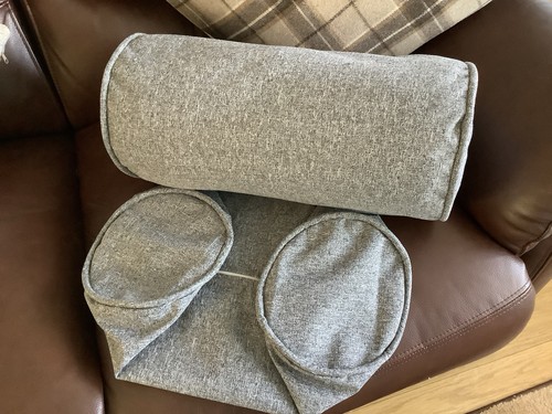 Pair grey cylinder bolster - pair,