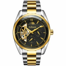 Men's Edison Watch With MoonFace Silver & Gold Stainless Steel Watch RRP £500