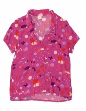 DAS PETITS HAUTS Womens Shirt Blouse UK 12 Medium Pink Geometric CN05