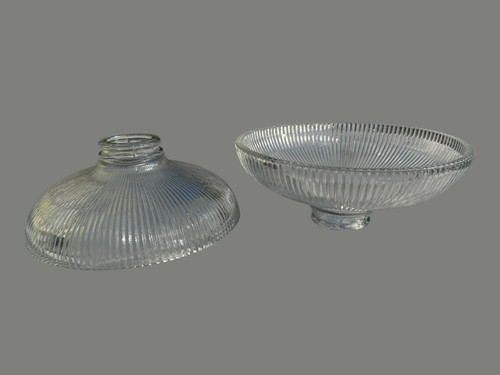Two vtg holophane glass dish - two,