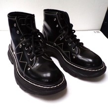 Alexander Mcqueen Ladies Tred Ankle Boot Leather Casual Black 39.5