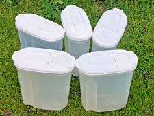 Whitefurze Set 5 Cereal Dispenser Plastic Container 3L Storage Boxes With Lids