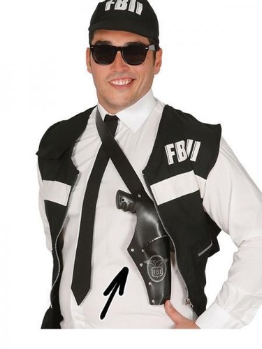 Black leather look fbi - look, gun