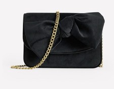 New Boden Black Velvet Bow Bag