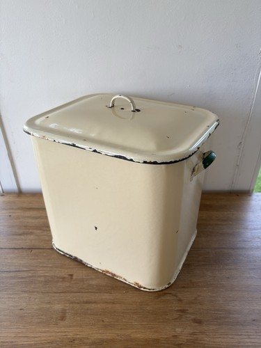Vintage large enamel - enamel, bin