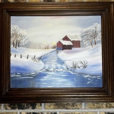 Vintage oil painting - painting, winter