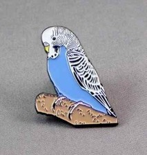 BLUE + WHITE BUDGIE BIRD PIN