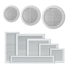 White Air Vent Grille with Fly Screen / Anti-Insect Mesh and Screw Covers