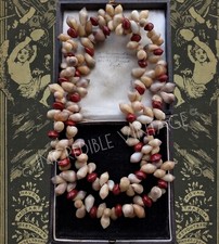 Antique Victorian Shell Necklace Unusual Old Trade Beads Estate Jewelry