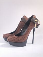 Authentic Gianmarco Lorenzi Shoes Brown Leather High Heel Size UK37 EU4