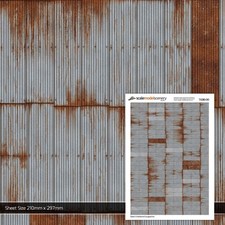 OO/HO Rusty & Weathered Corrugated Iron Texture Paper (5 sheets) TX280
