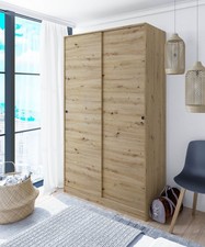 Sherwood Nodi Oak Effect Small Narrow Sliding 2 Door Wardrobe 120cm Wide