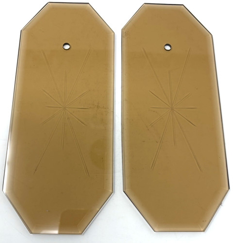 Vtg amber beveled glass - 2,