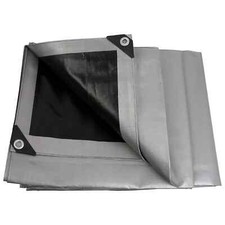 300GSM Tarpaulin Extra Heavy Duty Builders Waterproof Ground Sheet Cover Silver