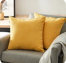 Topfinel Mustard Yellow Cushion Covers 45cm x 45cm Chenille Spring Pillow Cover