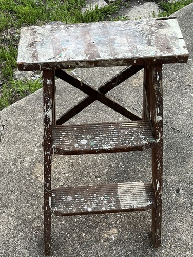 Vtg wooden step ladder - vtg,