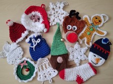 Handmade Crochet Christmas GARLAND Mixed Ornaments