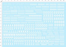 water slide decals UK USA Number Letter (60920) white for model kits