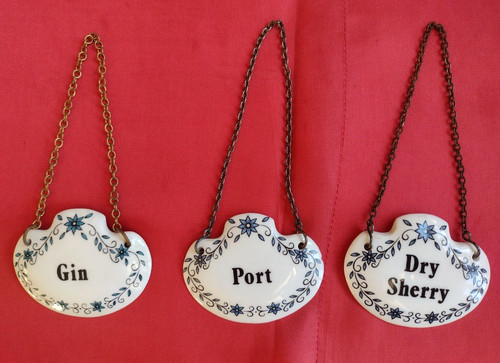 Vintage decanter label gin - 3x,