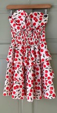 Women's Cherry Print Red/White/Green Strapless RaRa Mini Dress Size 10 Worn Once