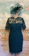 Lovely Green Lace Dress & Matching Fascinator Size 14-Mother of the Bride/Groom