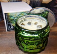 Lavender & Labradorite Crystal Infused Soy Wax Aromatherapy Candle Glass Jar