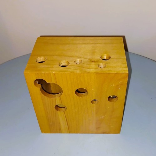 Vintage wooden cube - vintage, vase