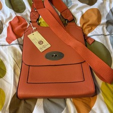 Orange Leather Cross Body Bag