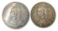 RARE - British - Queen Victoria - 1887 - One Shilling x 2 LOT: 0911-040