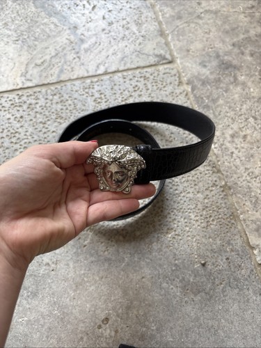 Black versace medusa face belt - black,