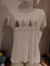 F&F. White Christmas Print Sleep T-shirt.  Size 12-14