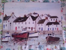 Cork Backed Placemat Set x 4 Beach Nautical Port Scene
