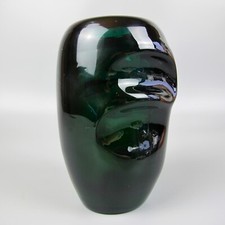 Skrdlovice Beranek Glass Vase. Czech Bohemian Studio Art. Vintage. Green. 6.25"