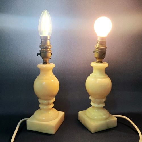 Pair vintage alabaster lamps - pair,