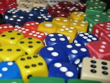 Dice white blue red cream green 5,12,14 or 16mm in 1,4,6,8,12,20,30,40,50,75,100