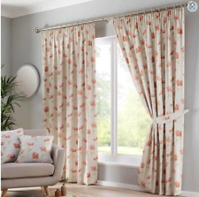 Terracotta Westbury Pencil Pleat Tape Top Header Floral Fully Lined Curtains