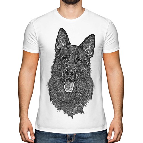 German shepherd sketch mens - german,