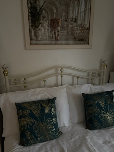 Cream gold metal headboard - &,