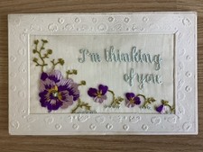 Vintage Postcard, WW1, Silk, Greetings, From Soldier, France