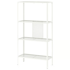IKEA 4 Tier Stainless Steel Shelving Unit Home Living Room Metal White 116cm