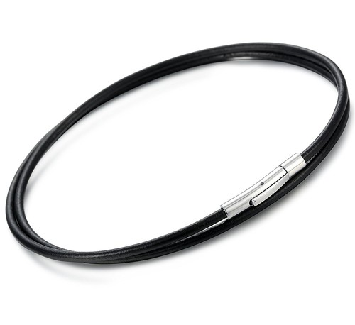 3mm black leather - 3mm, cord