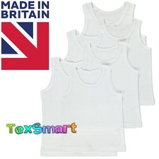 6 Pack of Boys 100% Cotton Warm Vests UK MADE Ages 1 to 13 years Back to School