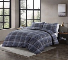 Wesley Indigo Tartan Duvet Quilt Cover & Pillowcase Set Polycotton Check Bedding