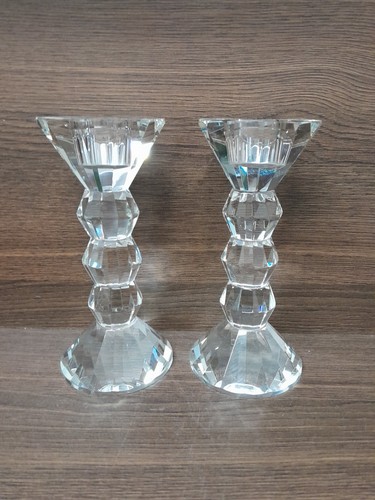 Two crystal candlesticks - crystal,