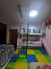 Swedish Wall Bar Indoor Gym Children's Room Yellow Amd Blue