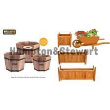 WOODEN PLANTERS WHEEL BARROW RECTANGLE