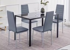 Argos Home Lido Glass Dining Table and 4 Chairs - Grey